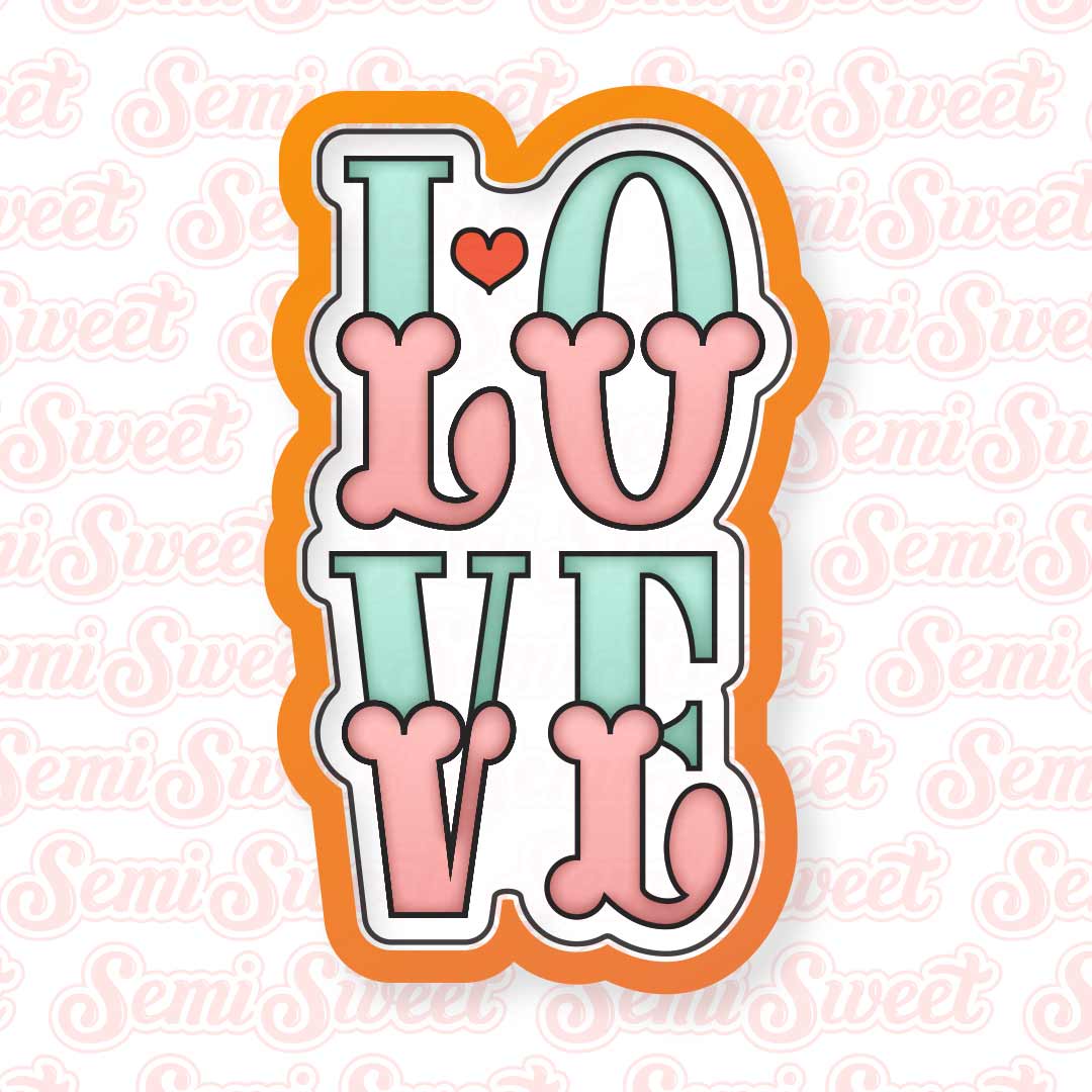 Ornate LOVE Plaque Cookie Cutter | Semi Sweet Designs