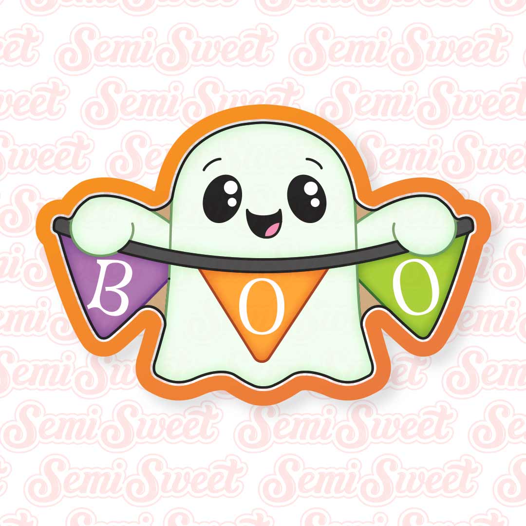 Single Piece Banner Ghost Cookie Cutter | Semi Sweet Designs