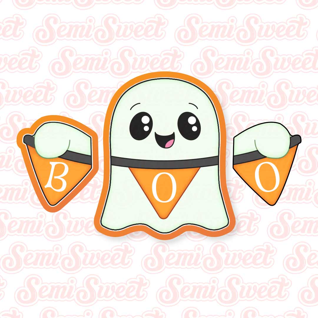 2-Piece Banner Ghost Cookie Cutter Set | Semi Sweet Designs