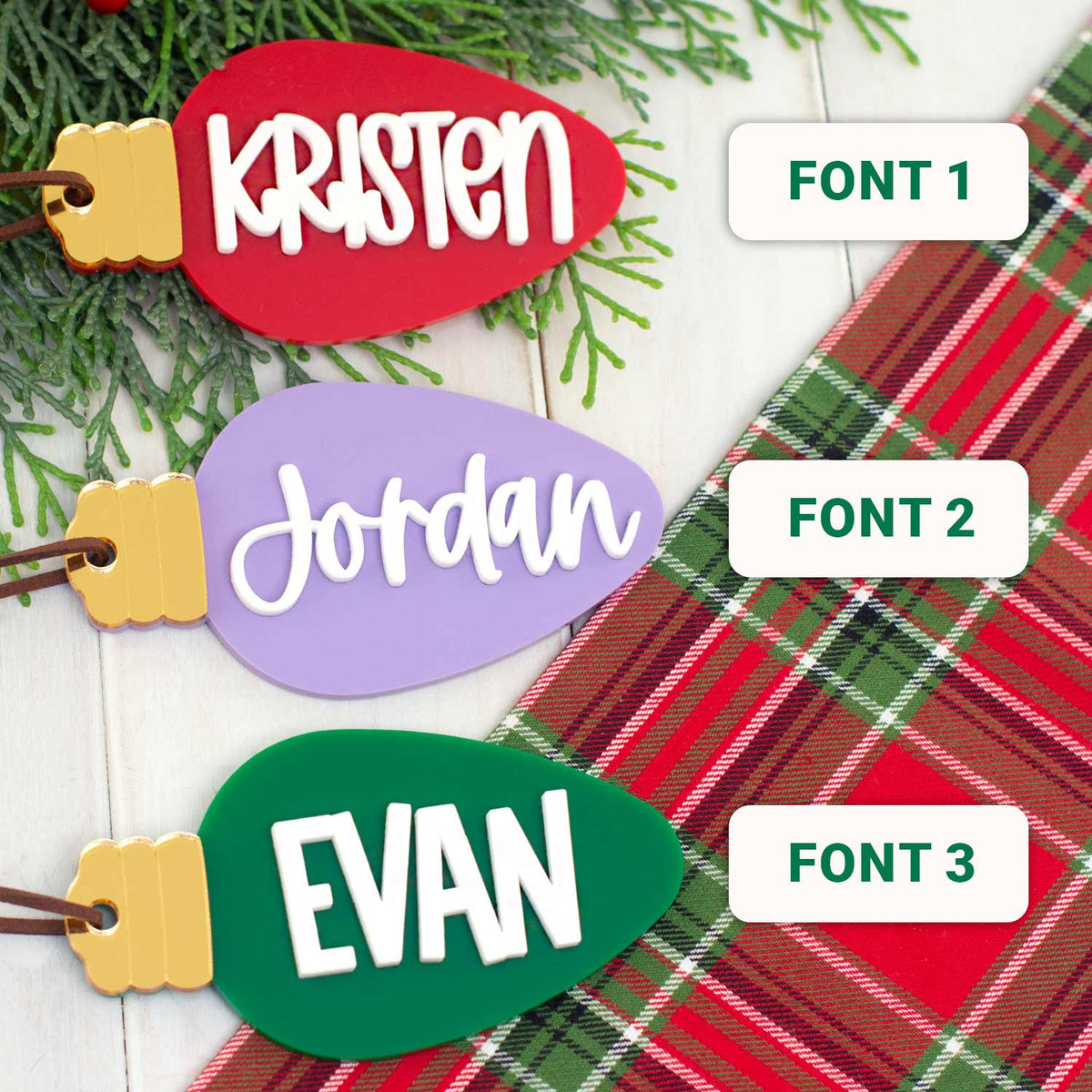 Personalized Christmas Light Bulb Ornament
