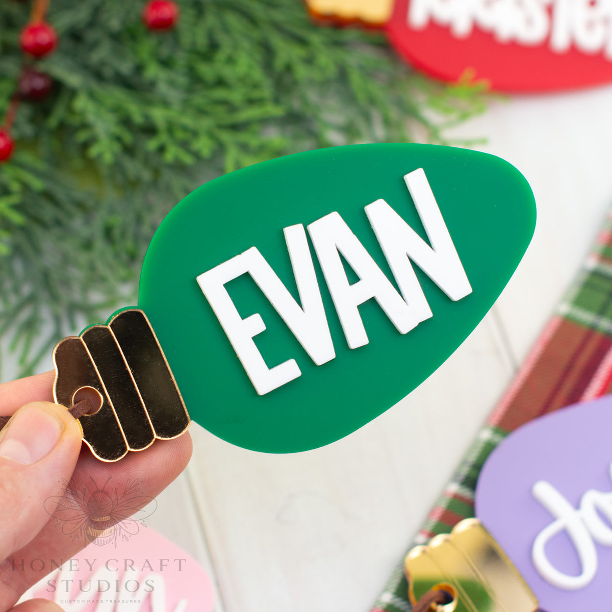 Personalized Christmas Light Bulb Ornament