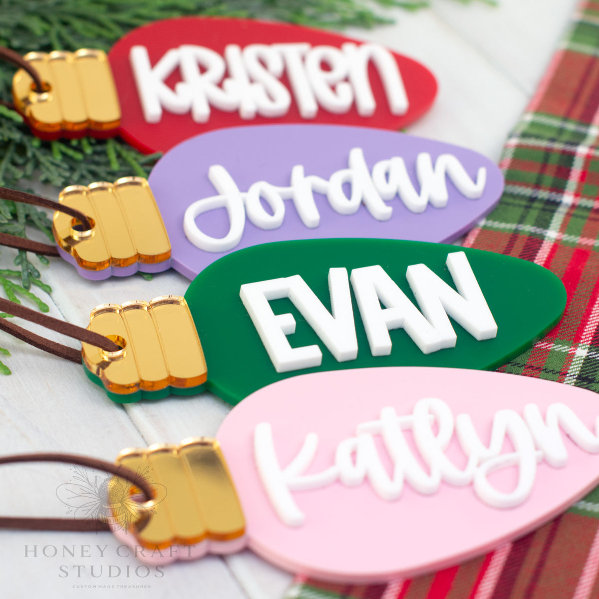 Personalized Christmas Light Bulb Ornament