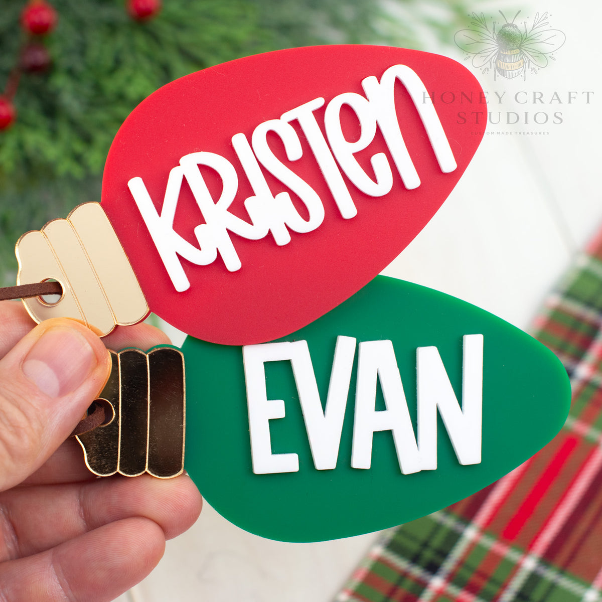 Personalized Christmas Light Bulb Ornament