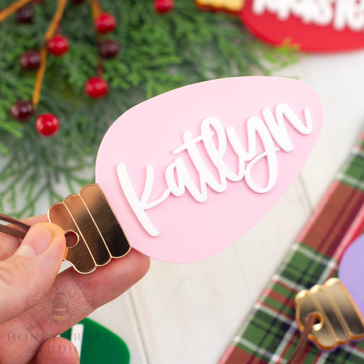 Personalized Christmas Light Bulb Ornament