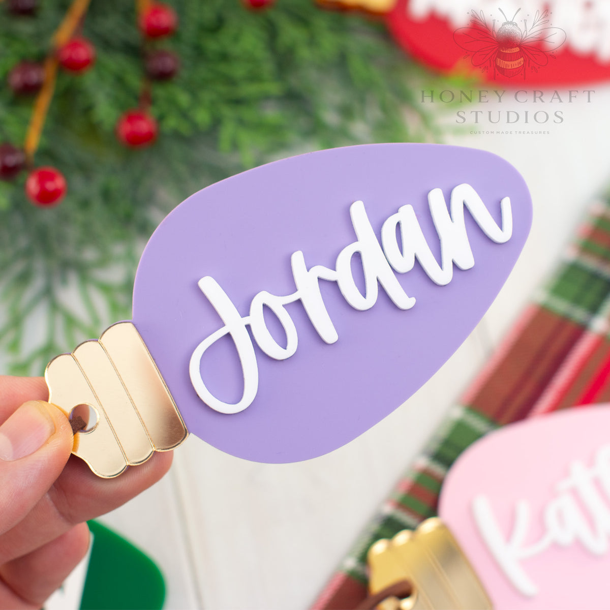 Personalized Christmas Light Bulb Ornament