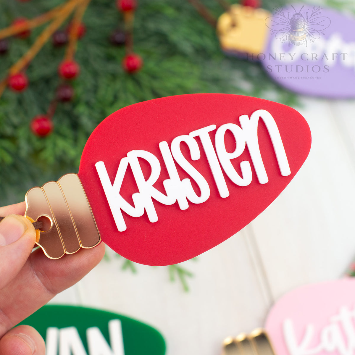 Personalized Christmas Light Bulb Ornament