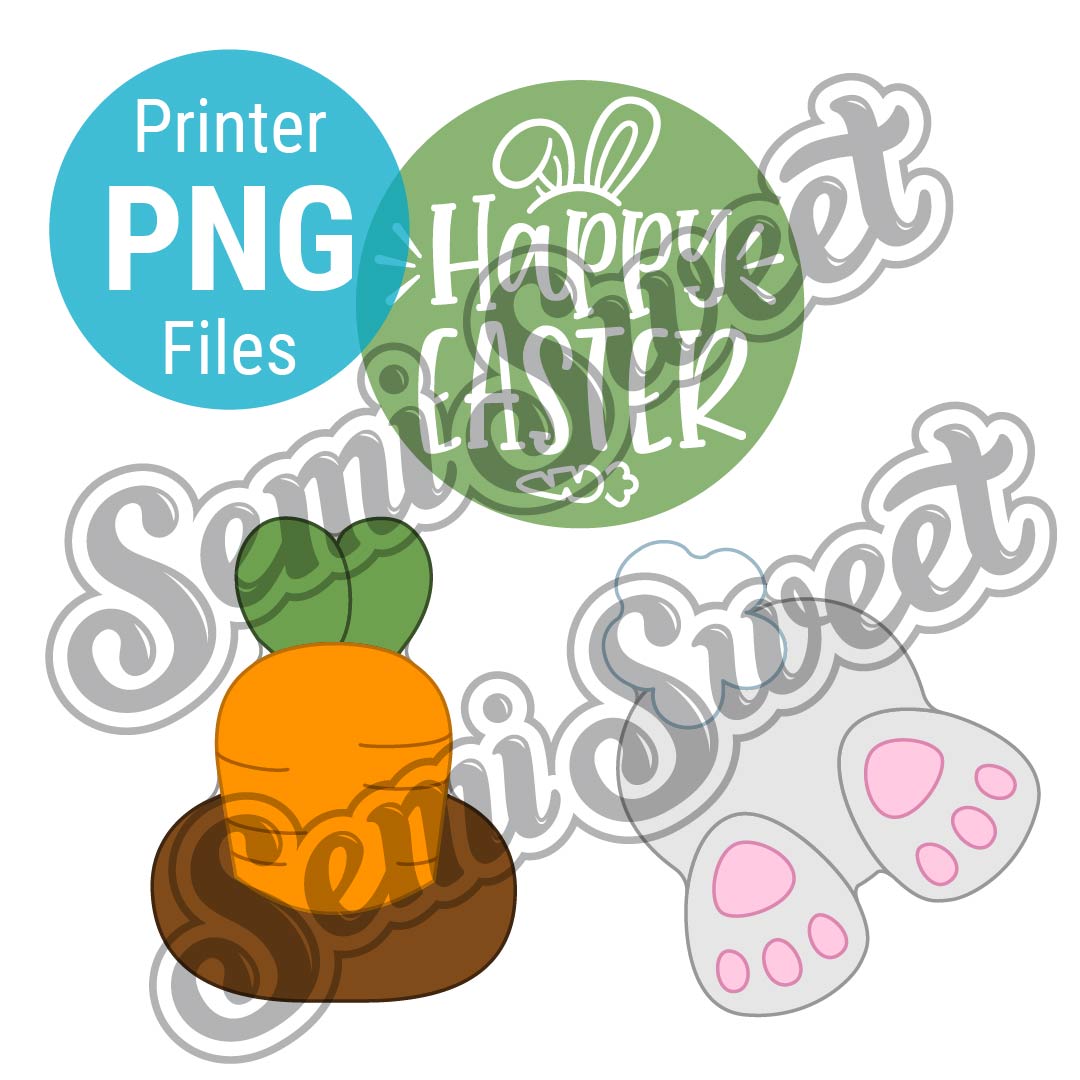 Bunny Butt Carrot in Dirt Cookie Cutter Platter Set - PNG Images made by Semi Sweet Designs