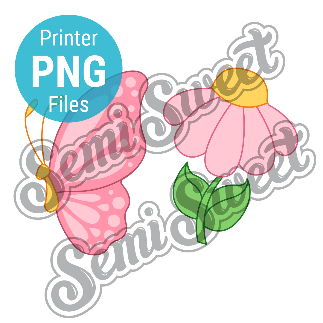 Butterfly & Flower Platter Set - PNG Images | Semi Sweet Designs