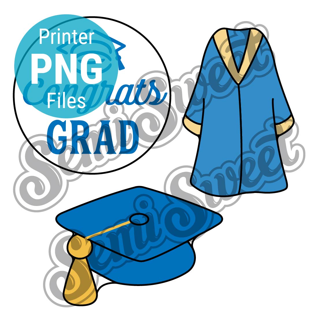 Graduation Cap and Gown Platter Set - PNG Images | Semi Sweet Designs