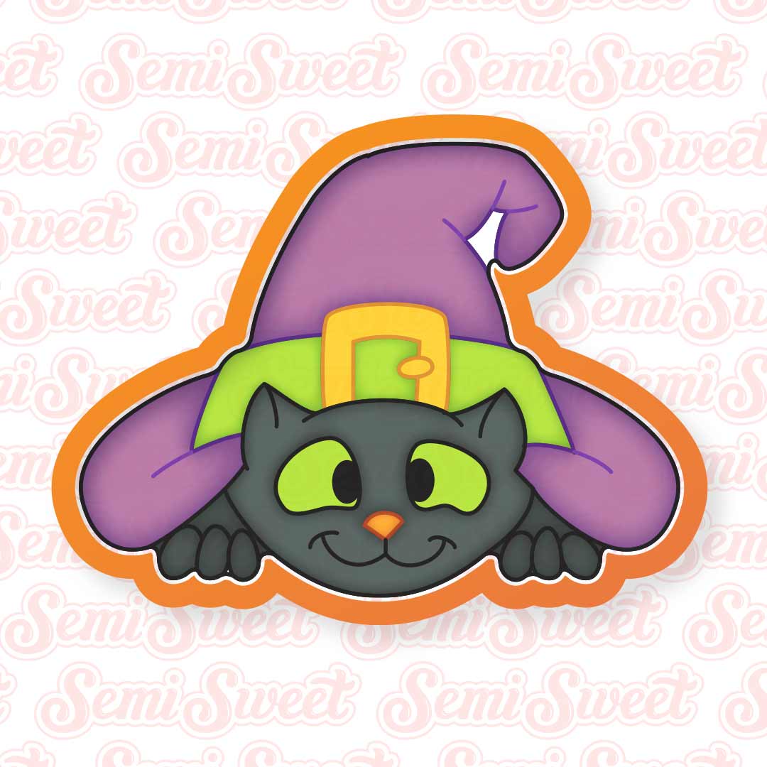 Cat Under Witch Hat Cookie Cutter | Semi Sweet Designs