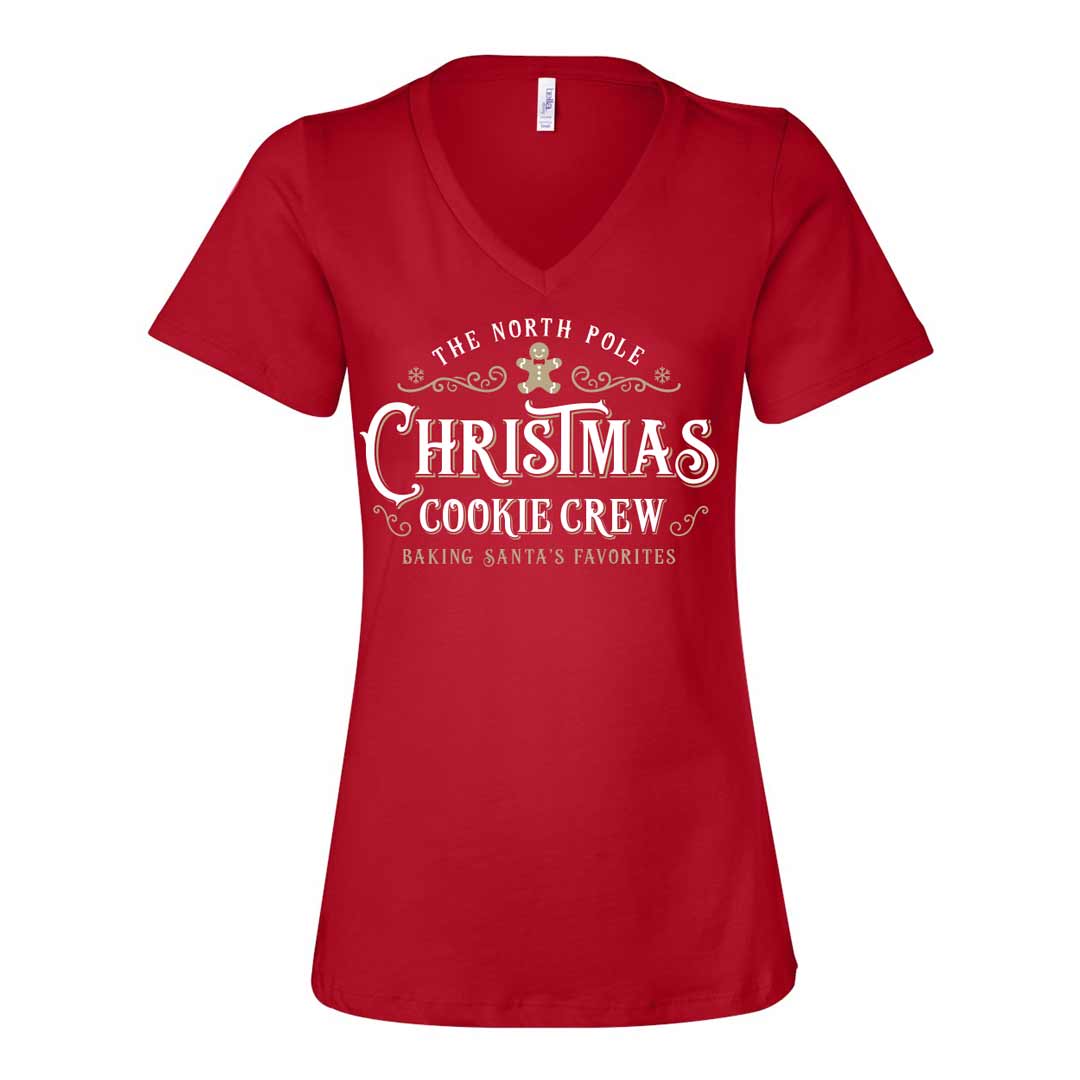 Christmas Cookie Crew Ladies V-Neck T-Shirt