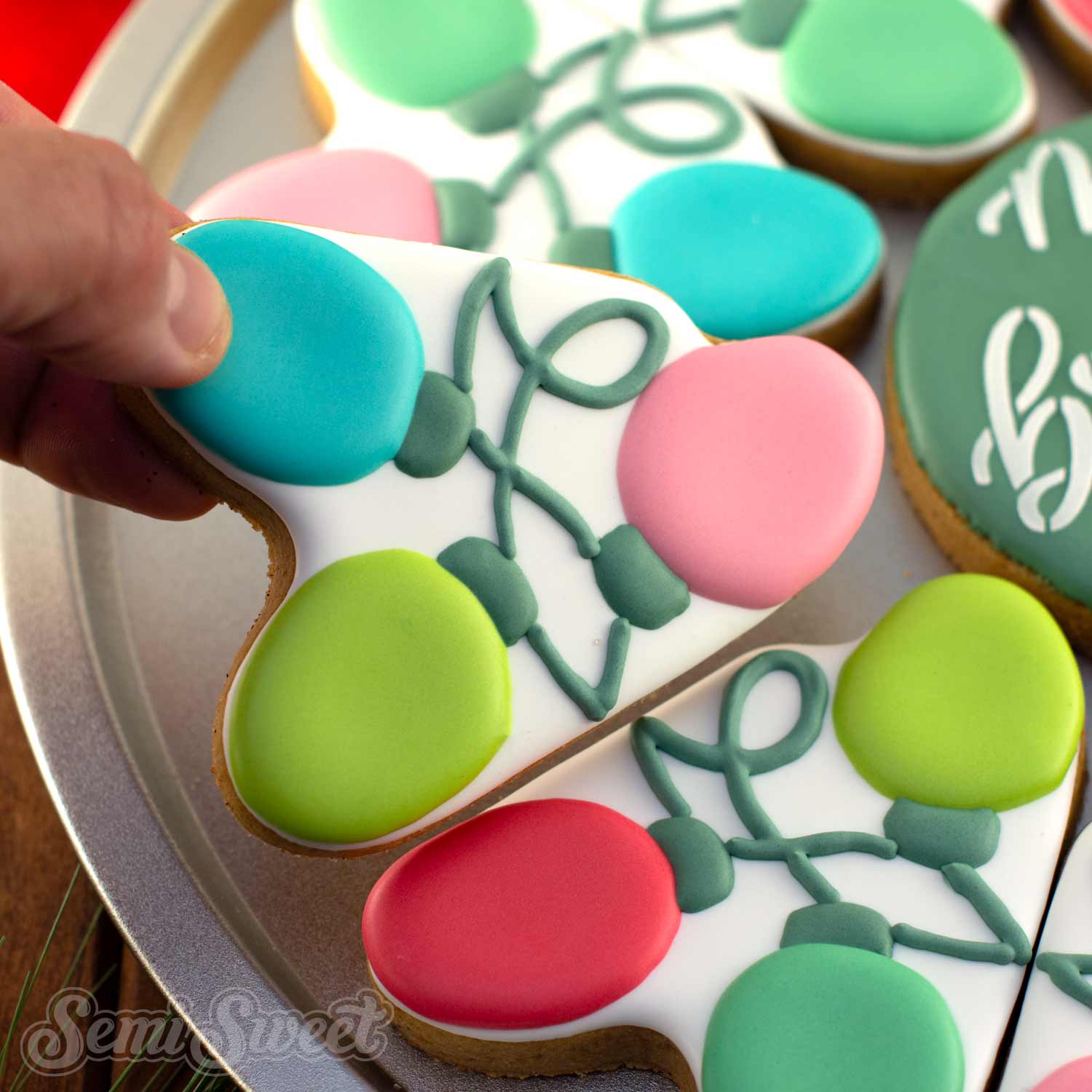 Messy Christmas String Lights Cookie Platter