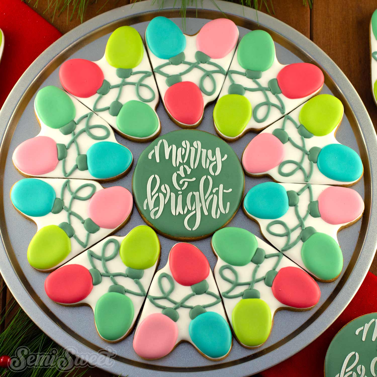 Messy Christmas String Lights Cookie Platter