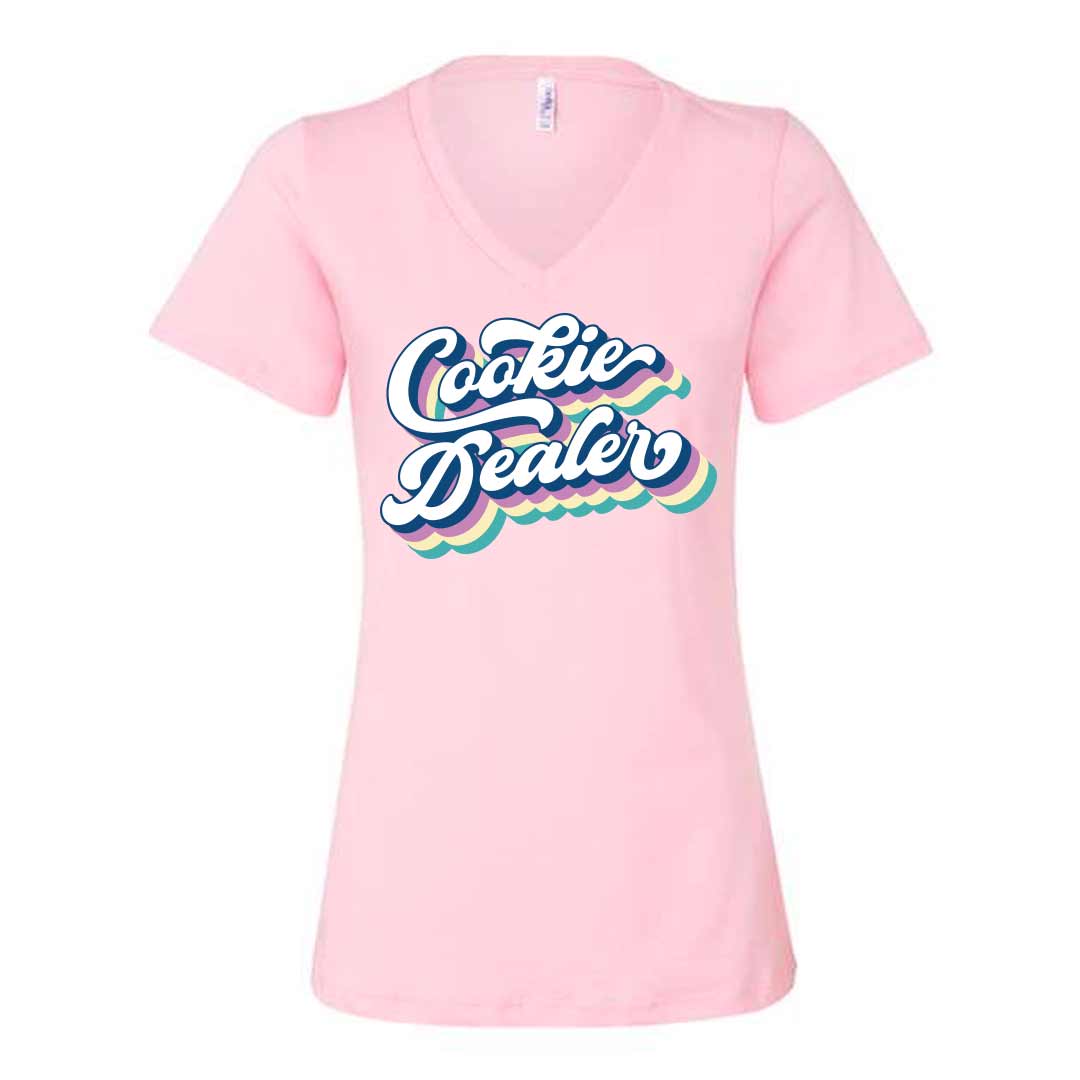 cookie dealer pink v-neck shirt