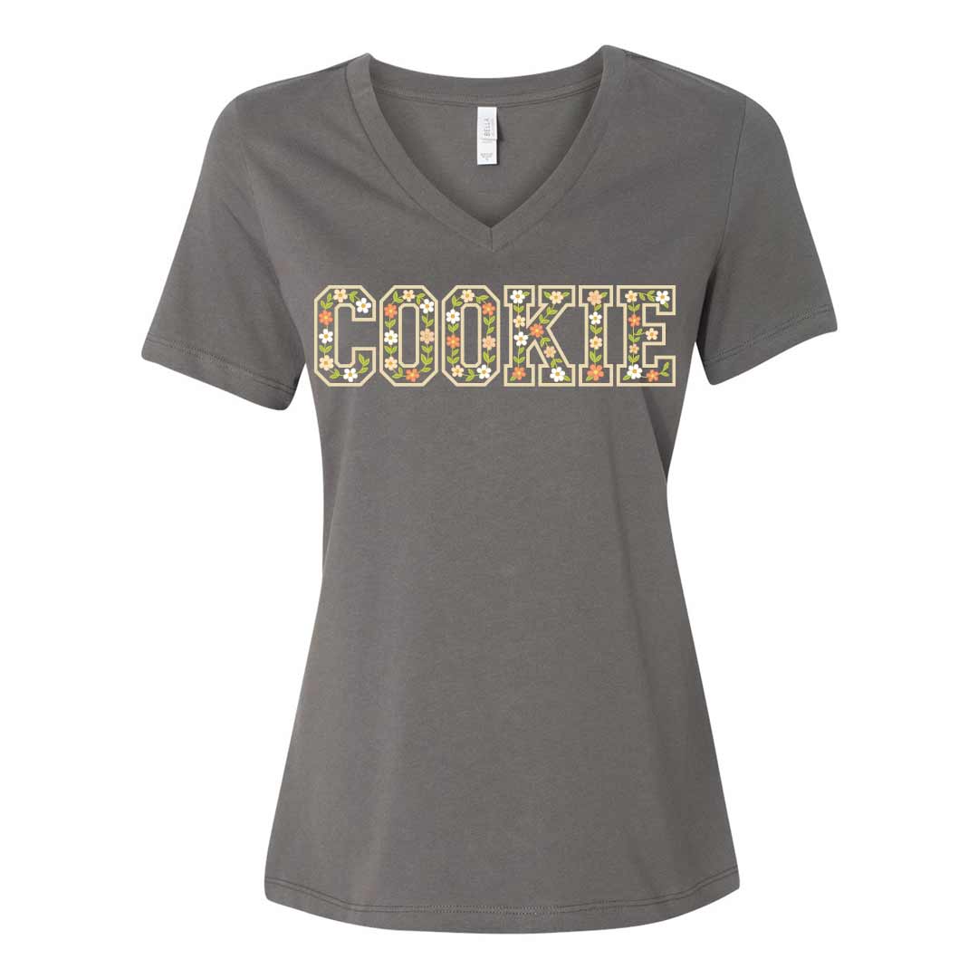 Floral Cookie Ladies V-Neck T-Shirt