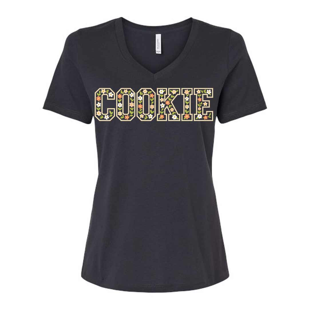 Floral Cookie Ladies V-Neck T-Shirt