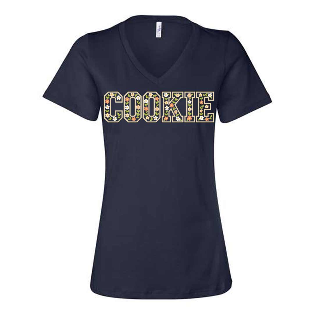 Floral Cookie Ladies V-Neck T-Shirt