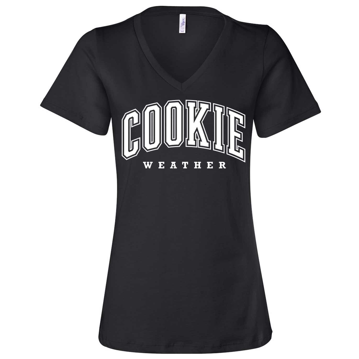 Cookie Weather White Ink Ladies V-Neck T-Shirt