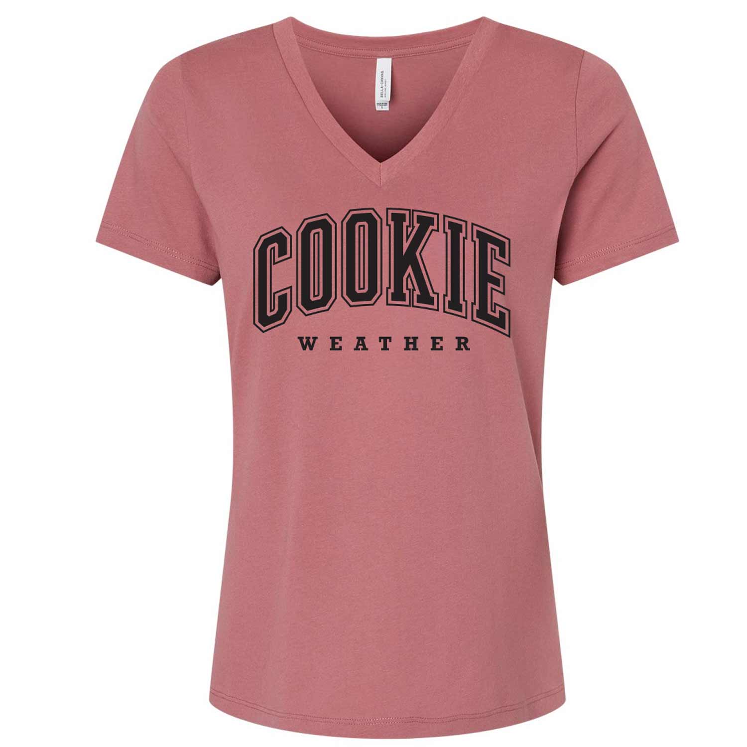 Cookie Weather Black Ink Ladies V-Neck T-Shirt