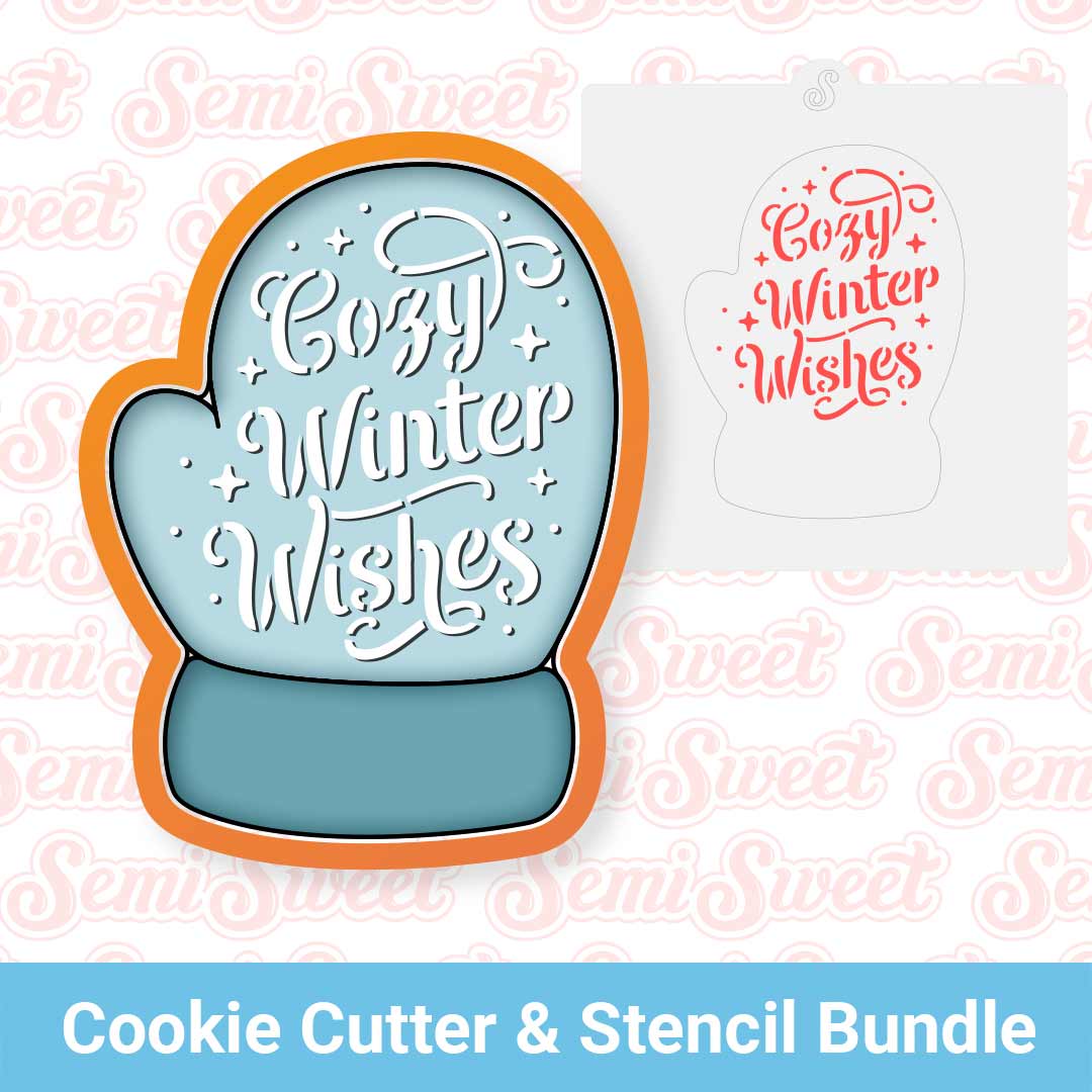 Cozy Winter Wishes Mitten Cutter & Stencil Bundle | Semi Sweet Designs