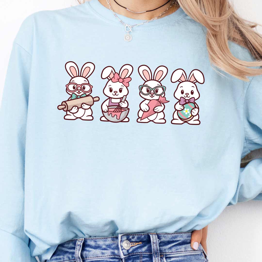 Cookie Decorating Easter Bunnies Unisex Long Sleeve T-Shirt