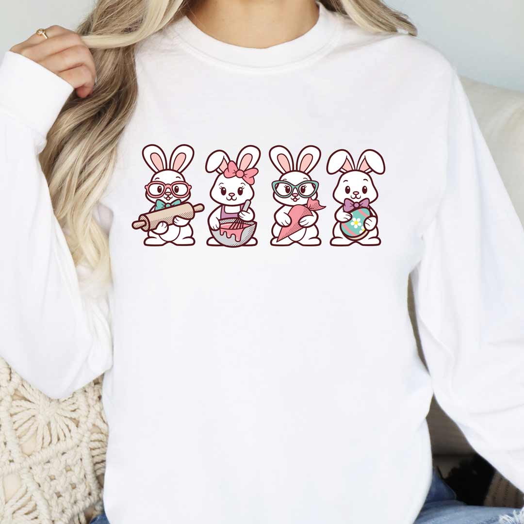 Cookie Decorating Easter Bunnies Unisex Long Sleeve T-Shirt