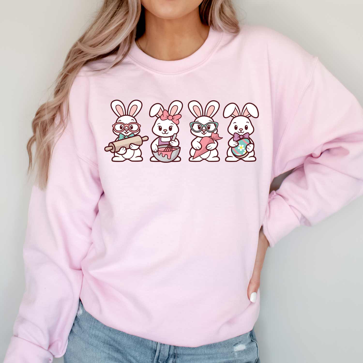 Cookie Decorating Easter Bunnies Unisex Sweatshirt