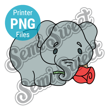 Valentine Rose Elephant - PNG Images | Semi Sweet Designs