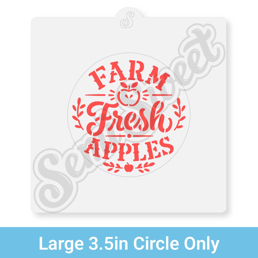farm fresh apples in a circle stencil for cookie decorating