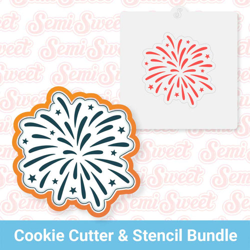 Firework Bloom Cookie Cutter & Stencil Bundle