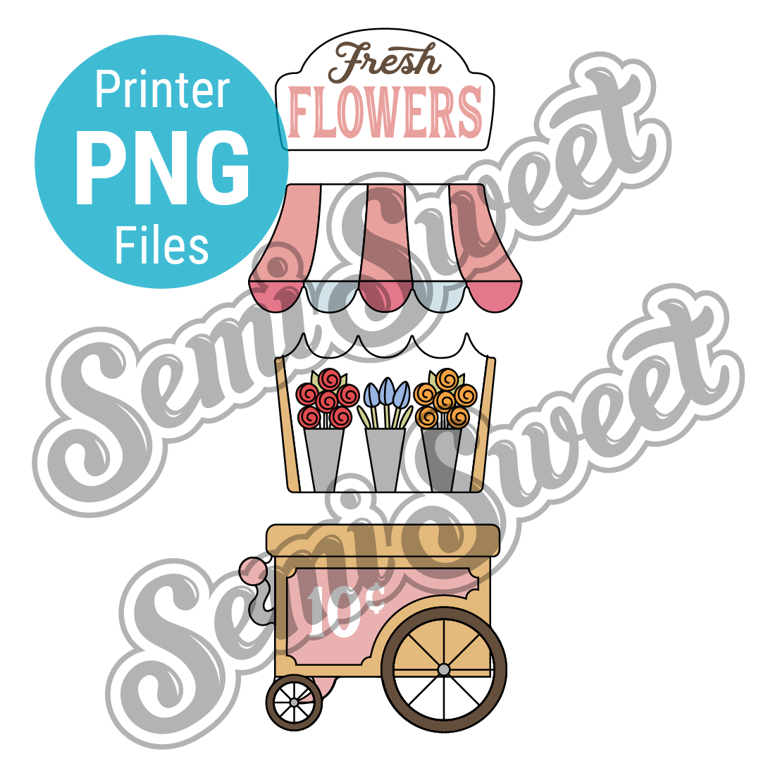 Stackable Vendor Flower Cart Set - PNG Images | Semi Sweet Designs