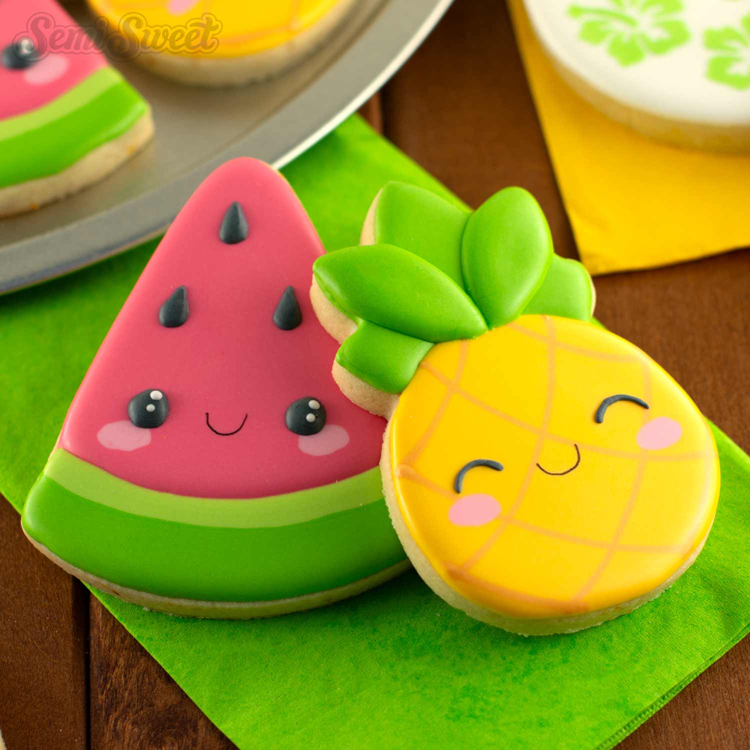 Watermelon Pineapple Fruit Cookie Platter Set