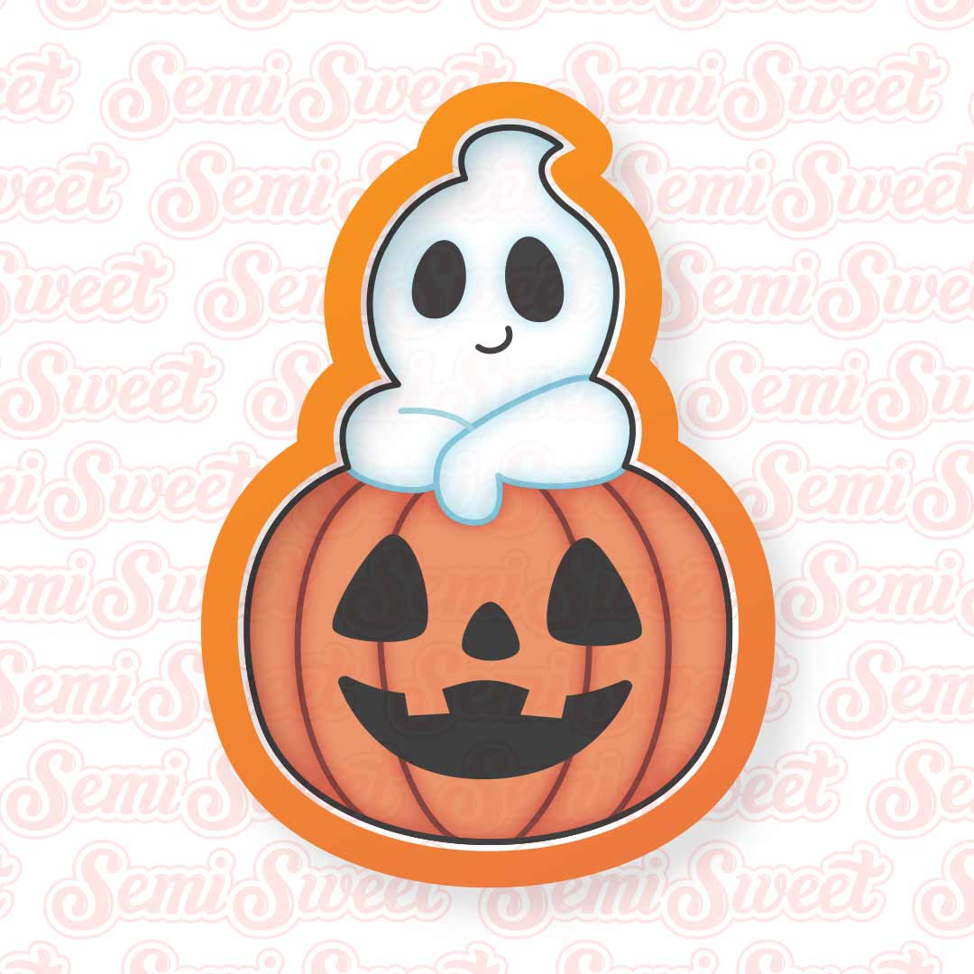 Ghost on a Pumpkin Cookie Cutter | Semi Sweet Designs