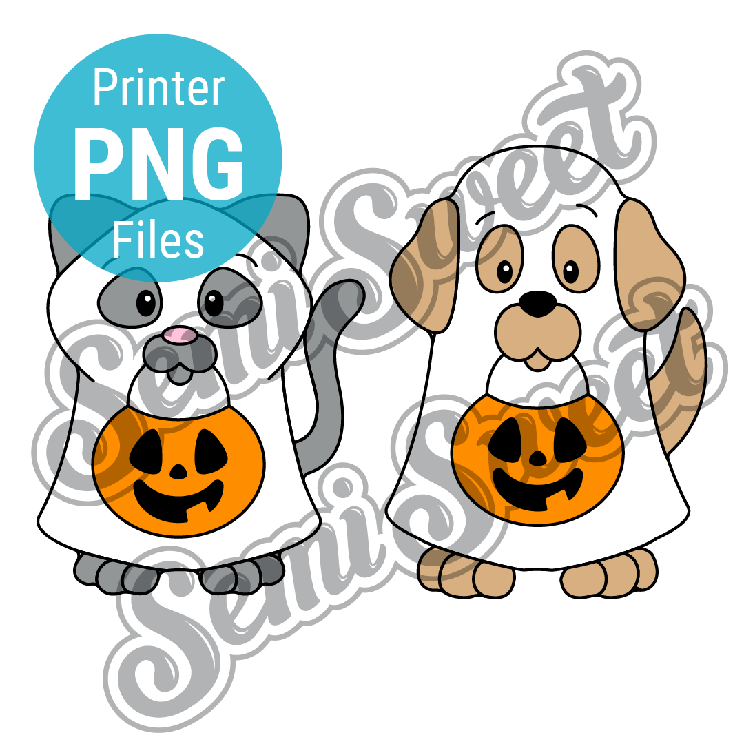 Ghost Dog & Cat Set - PNG Images | Semi Sweet Designs