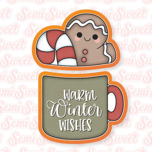 2-Pc Gingerbread Man Candy Cane Mug Cookie Cutter Set