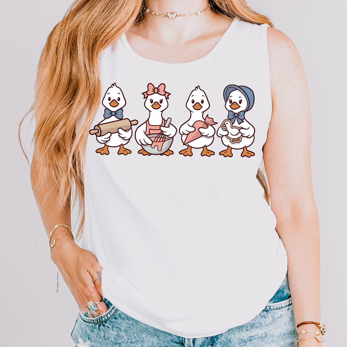 Cookie Decorating Geese Unisex Tank Top