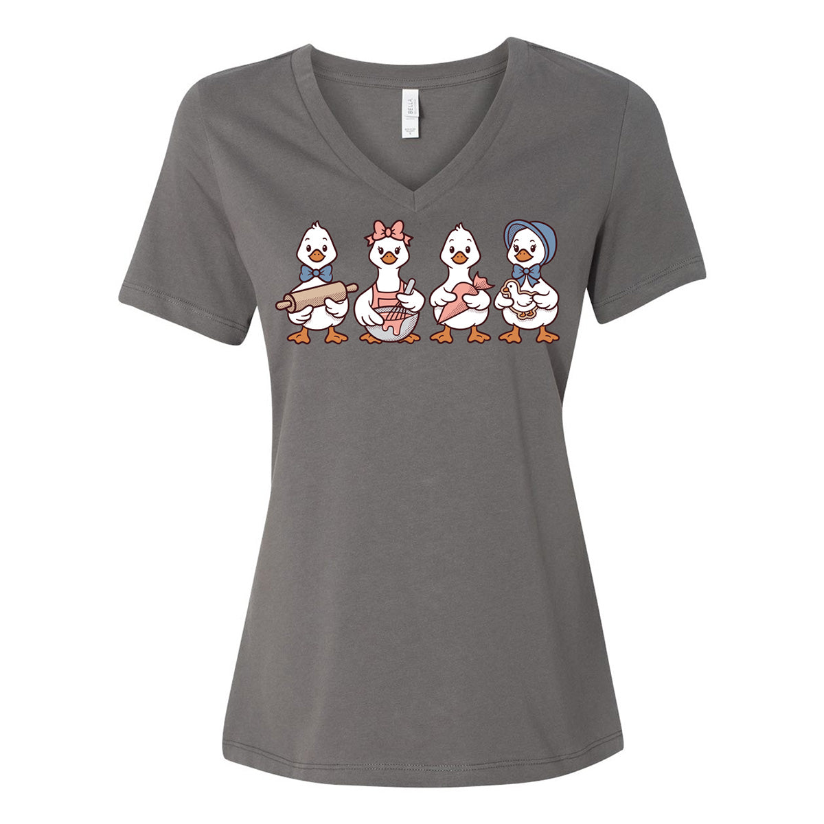 Decorating Geese Ladies V-Neck T-Shirt