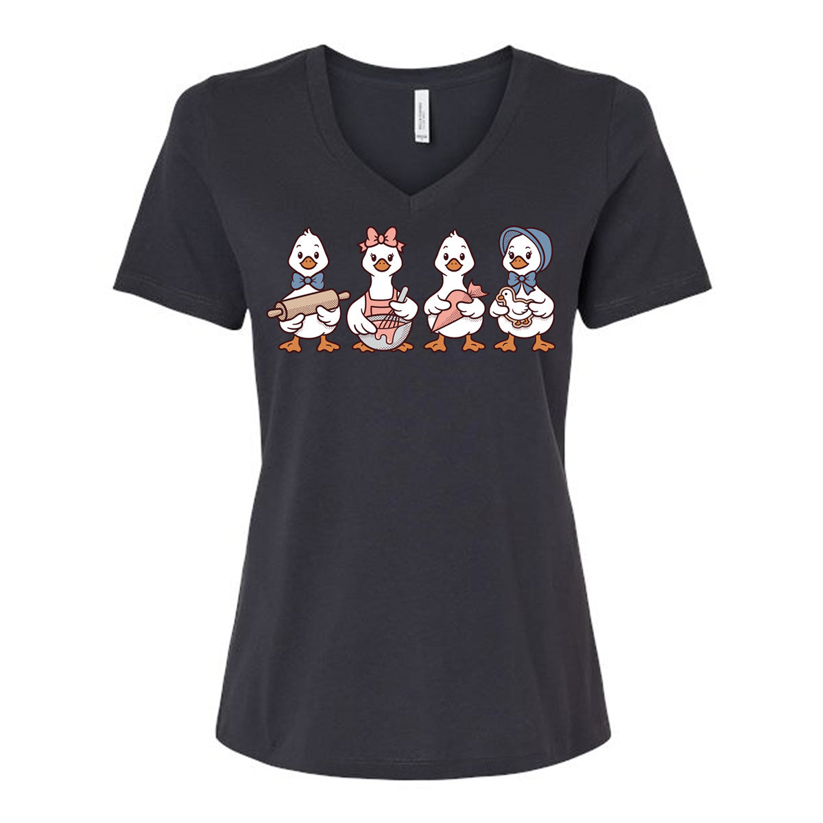 Decorating Geese Ladies V-Neck T-Shirt