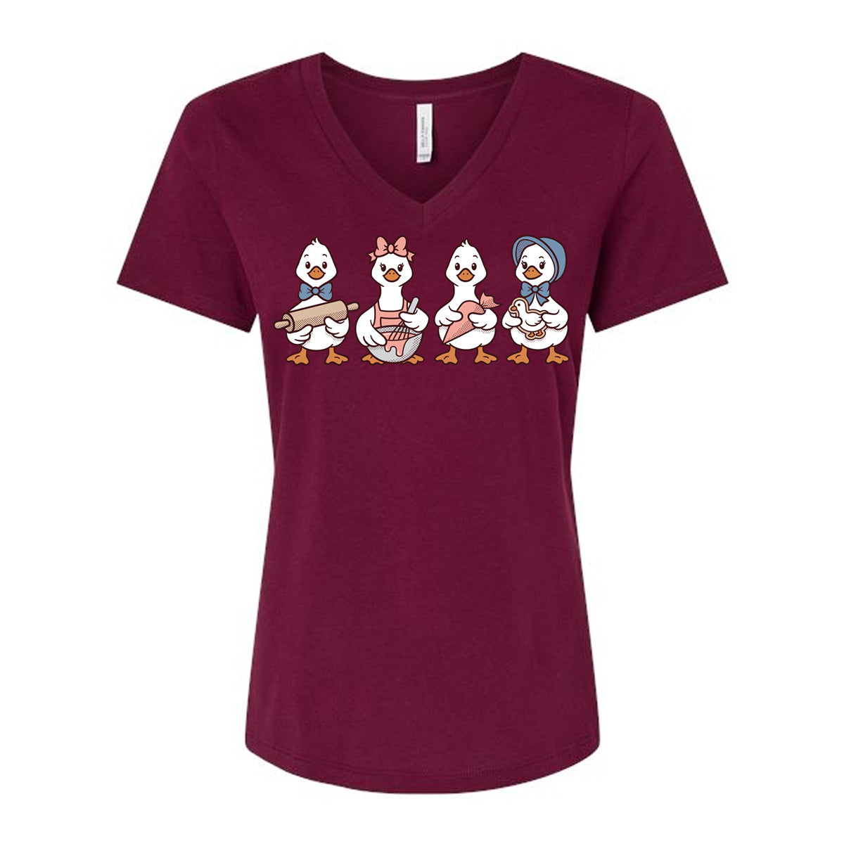 Decorating Geese Ladies V-Neck T-Shirt