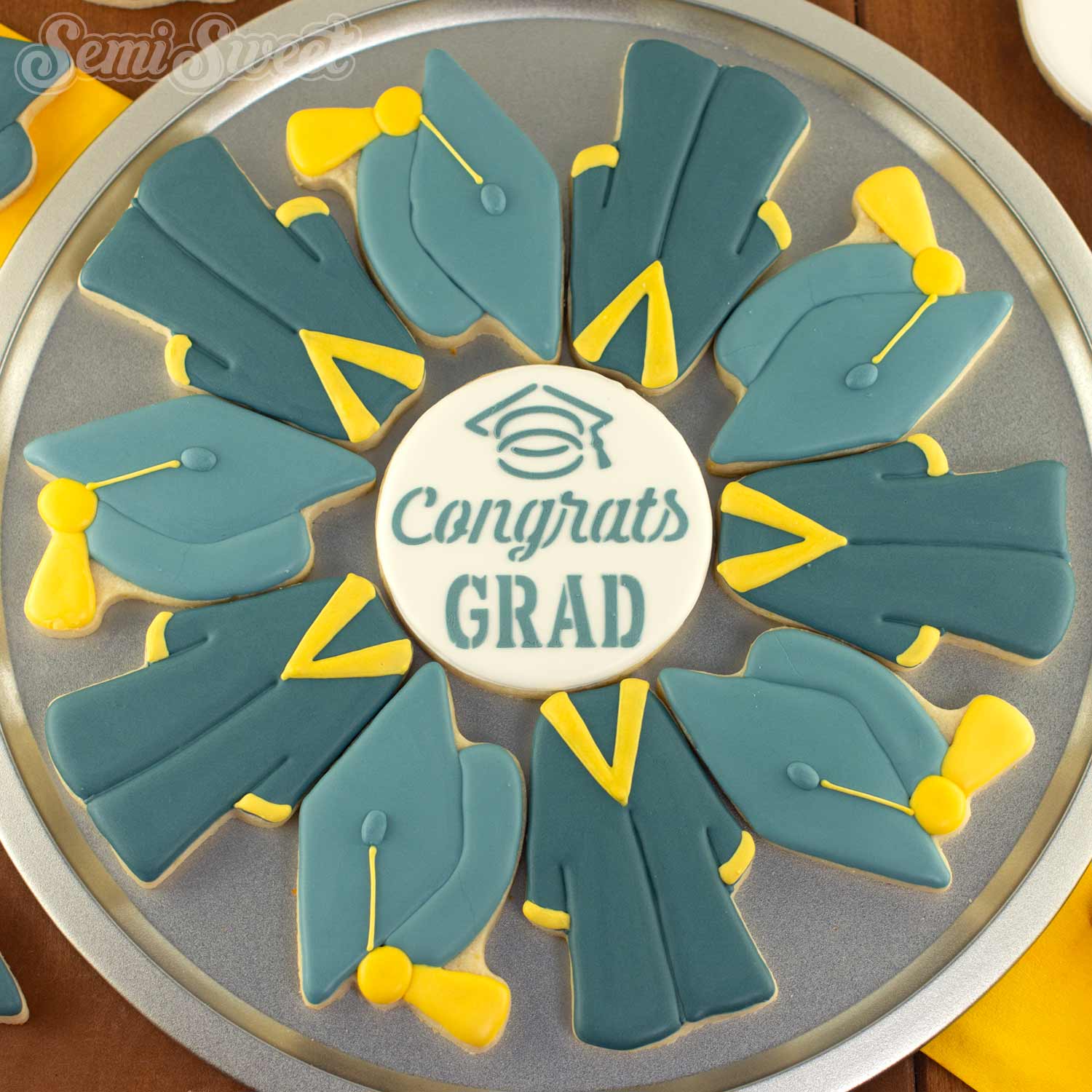 Graduation Cap & Gown Platter Cookie Cutter Set