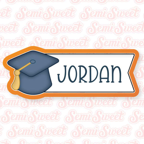 Grad Cap Name Flag Plaque