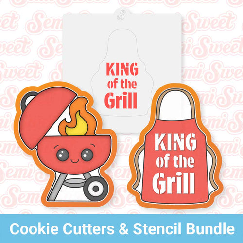 BBQ Grill & Apron Cookie Cutter & Stencil Bundle