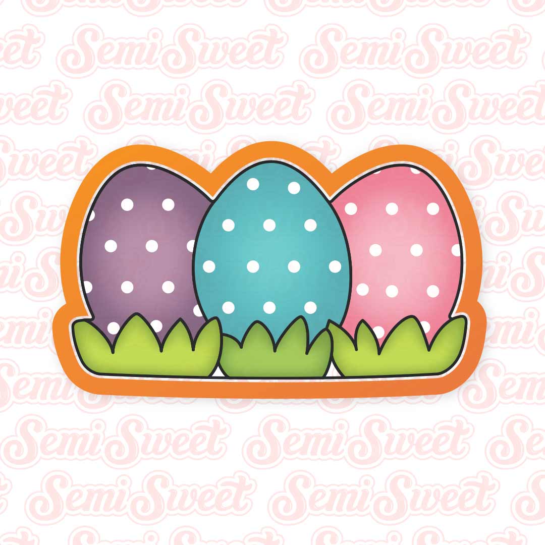 Group Eggs on Grass Cookie Cutter | Semi Sweet Designs