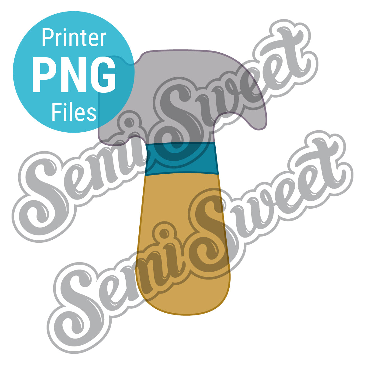 A hammer cookie cutter PNG designed by Semi Sweet Designs