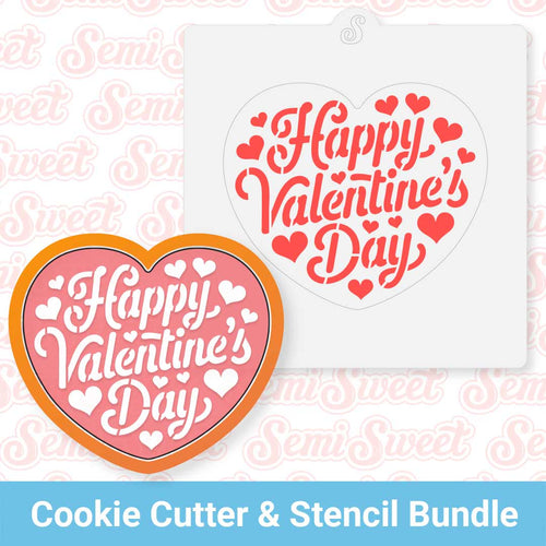Happy Valentine's Day Heart Cutter & Stencil Bundle