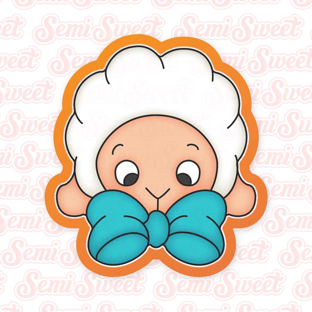 Bow Lamb Boy Cookie Cutter | Semi Sweet Designs