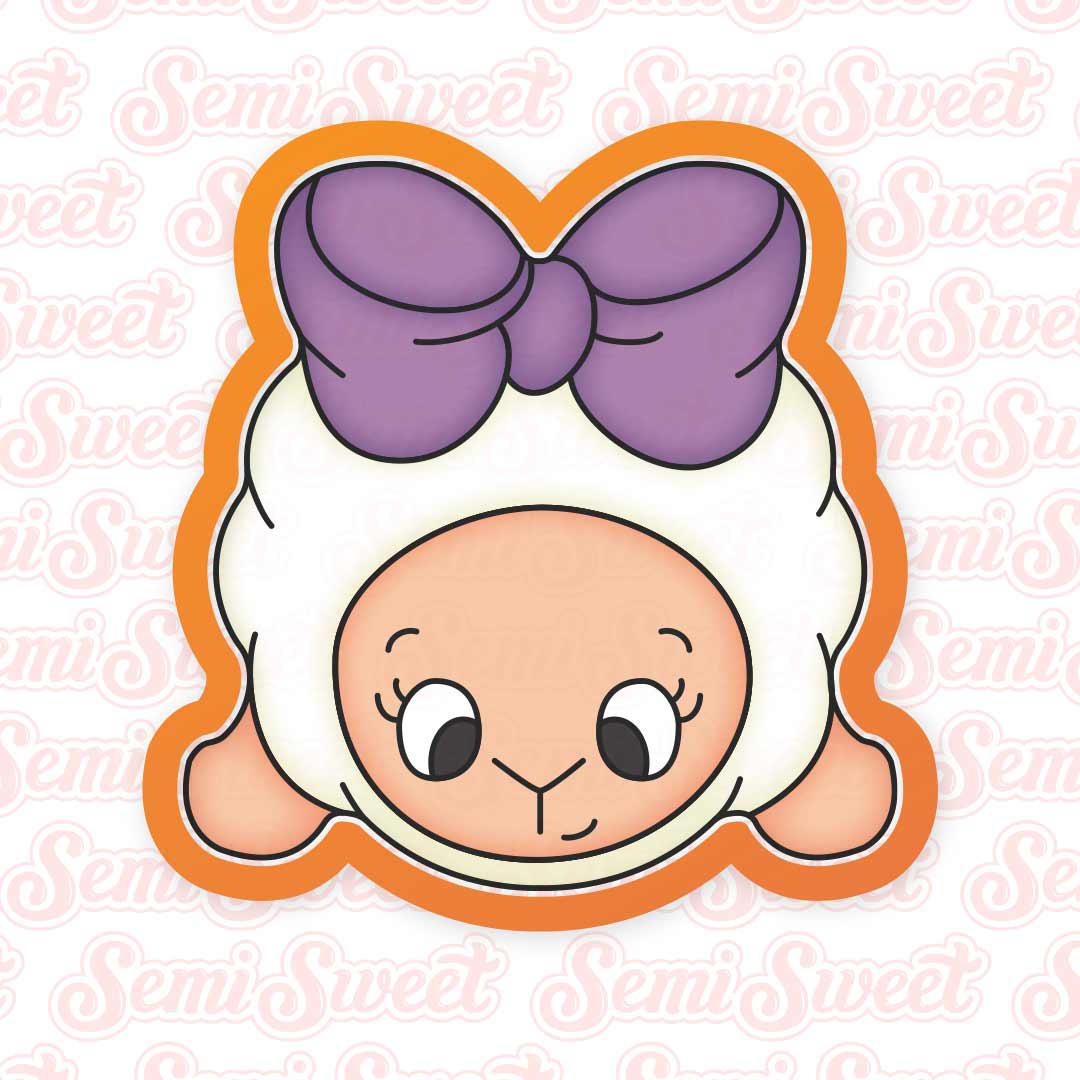 Bow Lamb Girl Cookie Cutter | Semi Sweet Designs