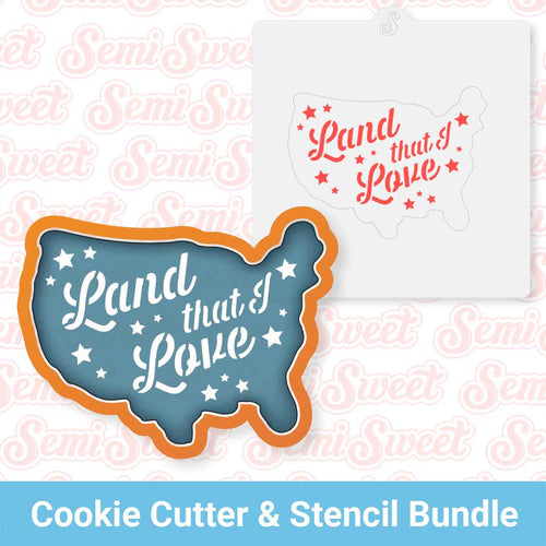 Wide USA Map & Land That I Love Stencil Cookie Cutter Bundle