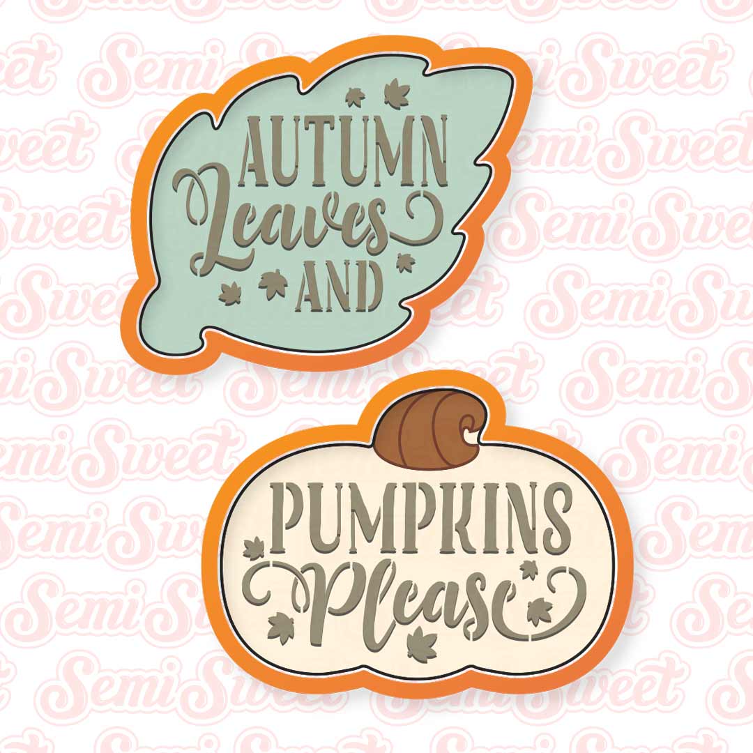 Autumn Leaf & Pumpkin Cookie Cutter Set | Semi Sweet Designs