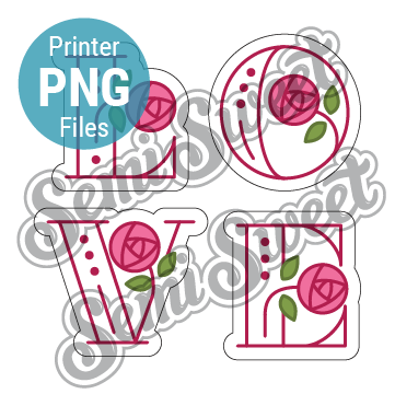 Floral LOVE Letters Set - PNG Images | Semi Sweet Designs